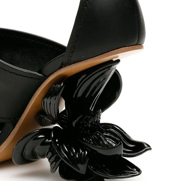 Alexander McQueen Black No.13 Flower Wedge Sandal - Picture 4 of 9